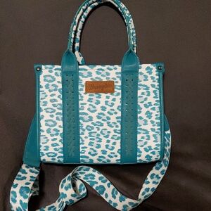 Wrangler Teal and White Animal Print Tote